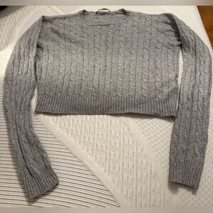 Brandy Melville Light Gray Cable Knit Sweater